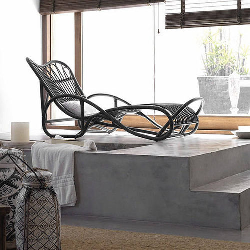 Chaise longue contemporaine - REPOSO - expormim - en rotin / 1 place / noire