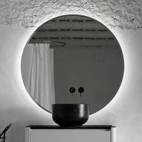 Miroir de salle de bain mural - OG114L - Inbani - contemporain / rond / lumineux (LED)