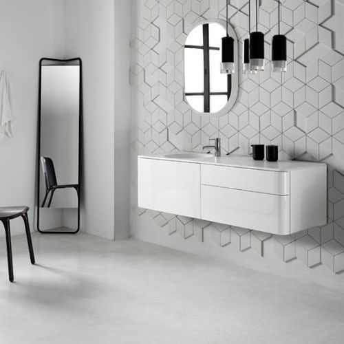 Meuble vasque suspendu - FL231 - Inbani - en bois / contemporain / avec tiroirs