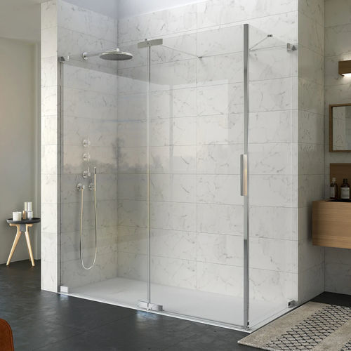 Paroi de douche pivotante - Kinequartz équerres P+F - Kinedo - rectangulaire / en niche / en verre Sécurit®