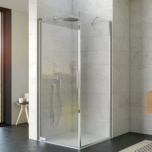 Paroi de douche pivotante - Kinequartz profilé P+F - Kinedo - rectangulaire / en niche / en verre Sécurit®