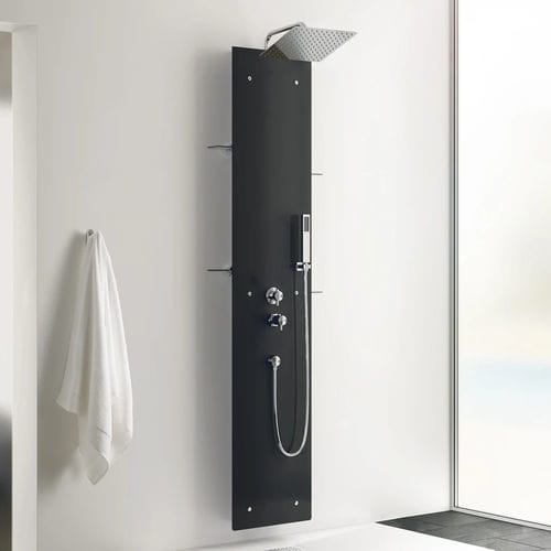 Colonne de douche thermostatique - Aquaglass - Kinedo - en inox / noire / murale