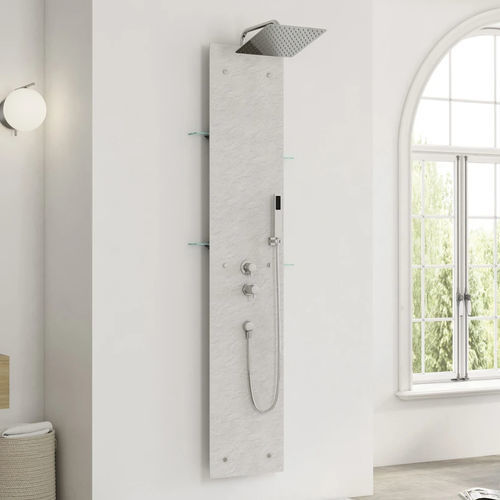 Colonne de douche thermostatique - Aquawall Pietra - Kinedo - en inox / murale / contemporaine