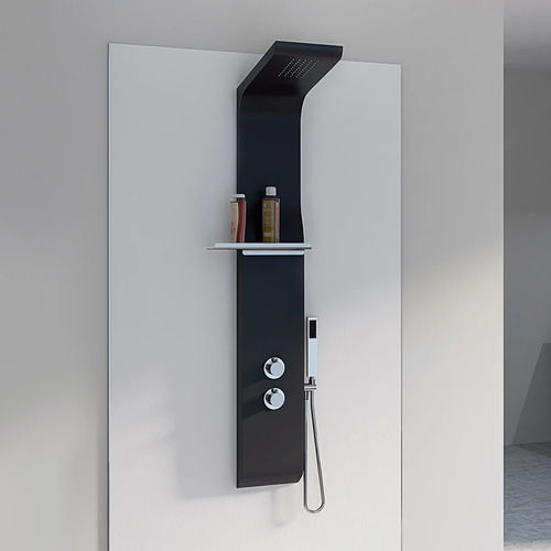 Colonne de douche thermostatique - Aquamoon - Kinedo - en laiton / noire / murale