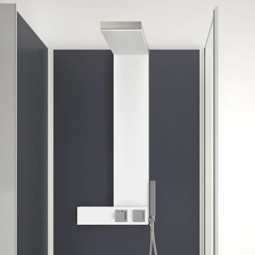 Colonne de douche thermostatique - Aquadesign - Kinedo - en laiton / blanche / murale