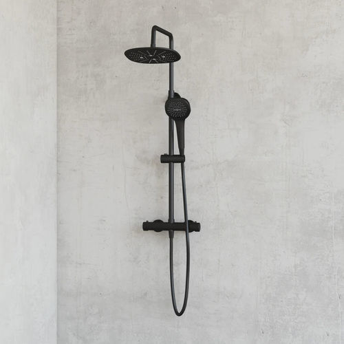 Colonne de douche thermostatique - Aquafactory - Kinedo - en inox / noire / murale