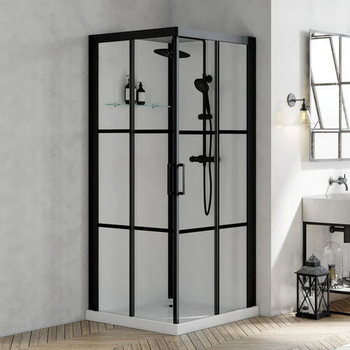 Cabine de douche en verre - Brooklyn Factory C90 - Kinedo - à portes coulissantes / avec porte pivotante / carrée