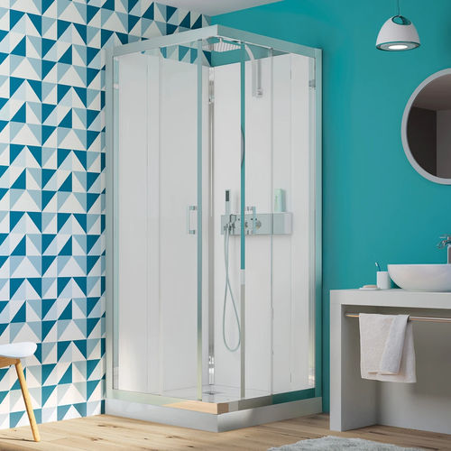 Cabine de douche en verre - Eden+ C80 et C90 - Kinedo - à portes coulissantes / avec porte pivotante / carrée