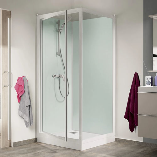 Cabine de douche en verre - Kineprime C - Kinedo - en aluminium laqué / avec porte pivotante / carrée