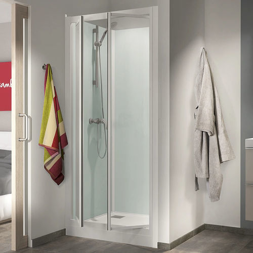 Cabine de douche en verre - Kineprime C  - Kinedo - en aluminium laqué / avec porte pivotante / en niche
