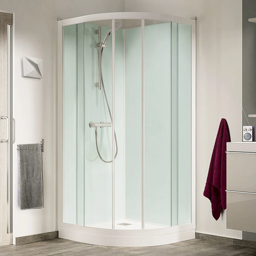 Cabine de douche en verre - Kineprime R80 et R90 - Kinedo - en aluminium laqué / avec porte pivotante / carrée