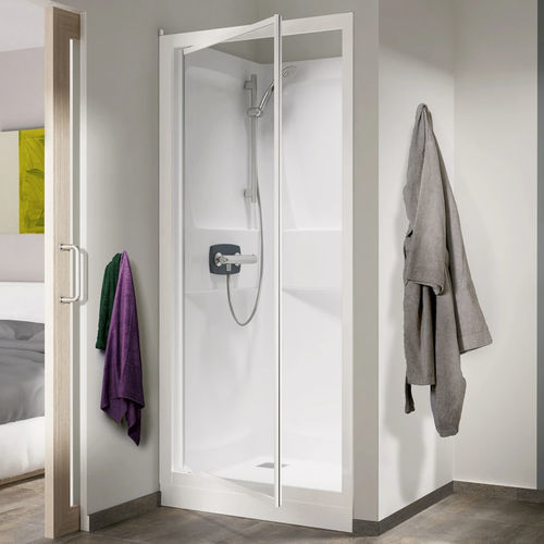 Cabine de douche en verre - Kineprime C - Kinedo - en aluminium laqué / avec porte pivotante / en niche