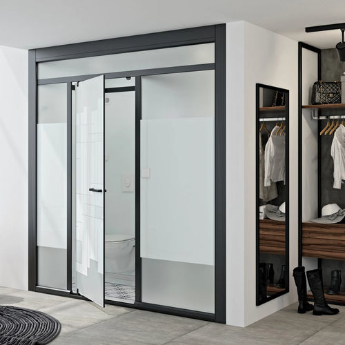 Douche en verre - Modulo XL - Kinedo - en céramique / avec porte battante / en niche