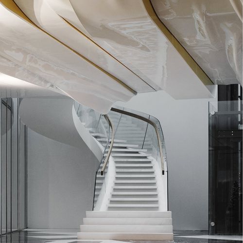 Escalier haut de gamme - DE BRAUW BLACKSTONE WESTBROEK, AMSTERDAM - EeStairs - hélicoïdal / à marches en bois / à marches en pierre