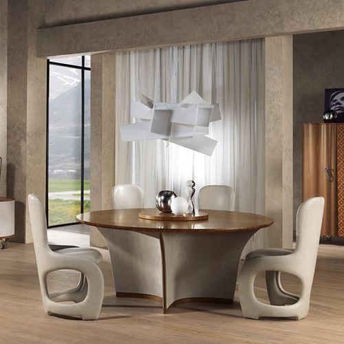 Table à manger classique - TA60 DESYO  - CARPANELLI - en bois / en cuir / ronde