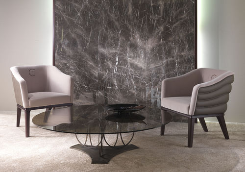 Table basse contemporaine - TL59B MOON - CARPANELLI - en verre / en métal / ronde