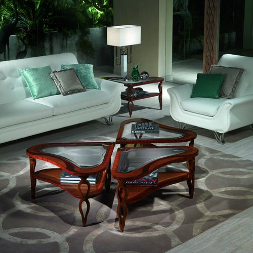 Table basse classique - 2 TL38+2 TL39 QUADRIFOGLIO - CARPANELLI - en verre / en chêne / en bois de rose