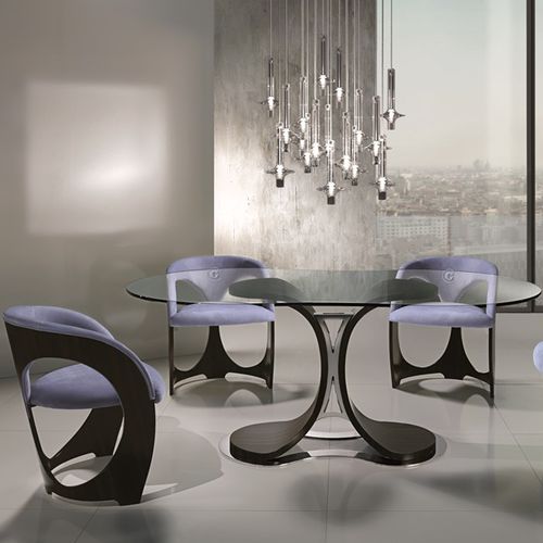 Table contemporaine - TA68B MISTRAL - CARPANELLI - en cristal / avec piètement en ébène / rectangulaire