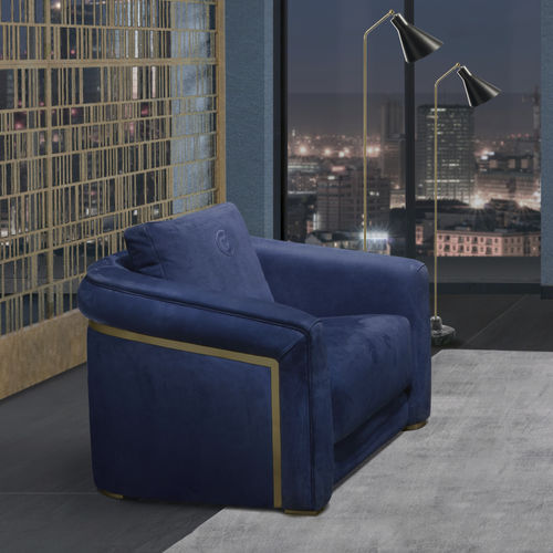 Fauteuil contemporain - PO77 DESYO  - CARPANELLI - en cuir / en tissu / bleu