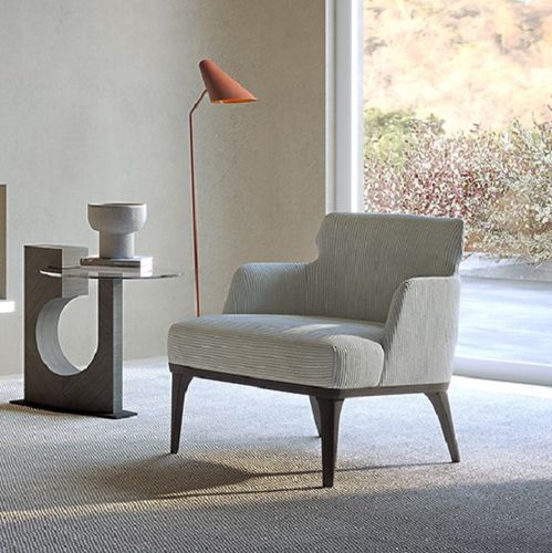 Fauteuil relax contemporain - PO80 SHAPE - CARPANELLI - en tissu / en bois / beige