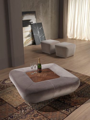 Pouf contemporain - PO42 MORFEO  - CARPANELLI - en tissu / en bois / carré