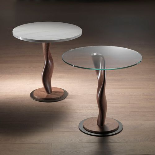 Guéridon contemporain - TL42 PISTILLO  - CARPANELLI - en verre / en noyer / rond