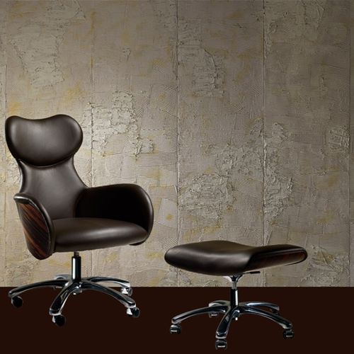 Fauteuil de bureau contemporain - PO33 CARTESIO  - CARPANELLI - en cuir / en ébène / avec repose-pieds