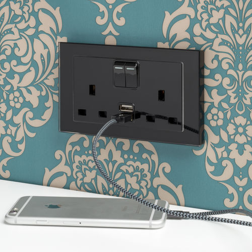 Prise électrique - CRYSTAL PG - Retrotouch - double / encastrable / en verre