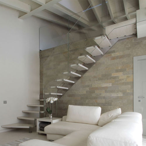 Escalier droit - IBISCO MONOLAMA P – FASCIA - New Living srl - à marches en bois / structure en métal / contemporain