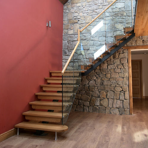 Escalier droit - GERANIO P - New Living srl - quart tournant / à marches en bois / structure en acier