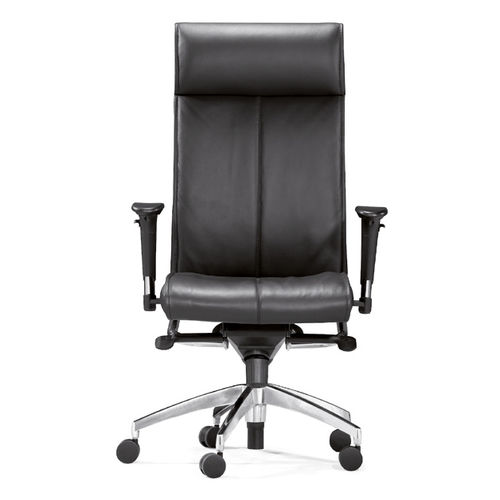 Fauteuil de direction contemporain - DUKE - Caray collectivites - en cuir / en aluminium poli / à dossier inclinable