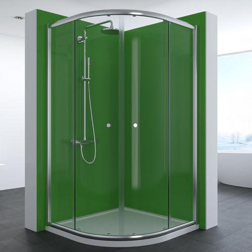 Paroi de douche coulissante - LUNA BAILLY - Lasser, S.A. - courbée / d'angle / en verre trempé