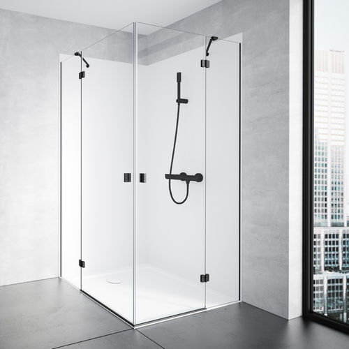 Paroi de douche battante - ZEN OSAKA + ZEN OSAKA - Lasser, S.A. - d'angle / en verre trempé / sans cadre
