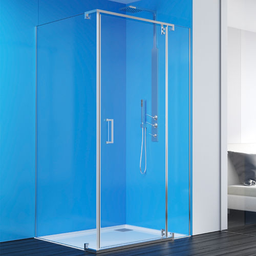 Paroi de douche pivotante - RIBA GASPE + RIBA CAPCHAT - Lasser, S.A. - d'angle / en verre trempé