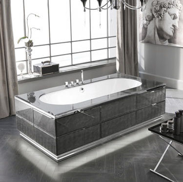 Baignoire ovale - ZURIGO 200 - Milldue - à poser / en acier poli / en verre