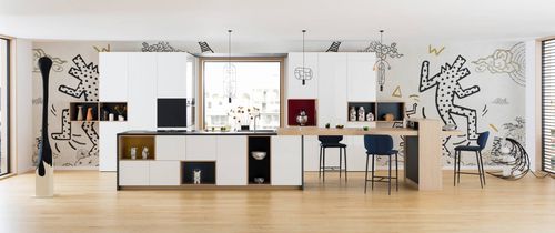Cuisine contemporaine - KEITH & ARTY - PERENE - en placage de bois / en bois laqué / en Fenix NTM®
