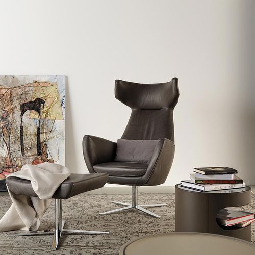 Fauteuil contemporain - GENTLEMAN - ART NOVA - en tissu / en cuir / en bois