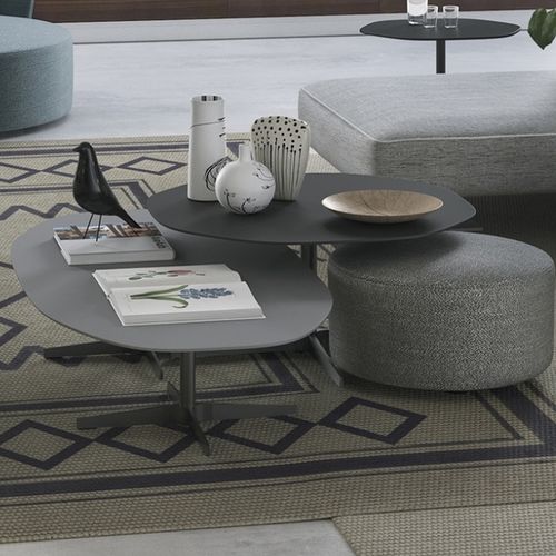 Table basse contemporaine - FILIPH  - ART NOVA - en cuir / en marbre / avec piètement en métal