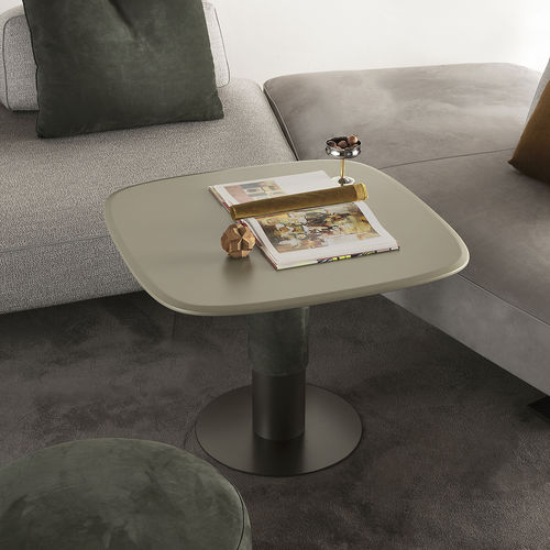 Table d'appoint contemporaine - DYNAMIC - ART NOVA - en MDF laqué / en cuir / avec piètement en acier