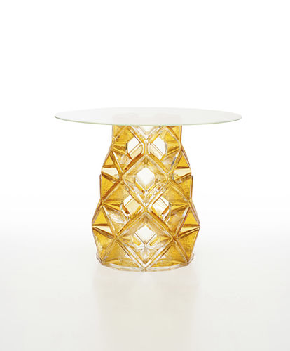 Table contemporaine - HOMUNE - LASVIT - en cristal / ronde / par Michael Young