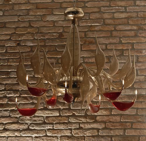 Lustre contemporain - AIR AND FIRE  - LU Murano - en verre soufflé / en verre de Murano / professionnel