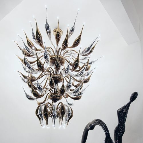 Lustre contemporain - Custom Made Chandelier - LU Murano - en verre soufflé / professionnel / abat-jour
