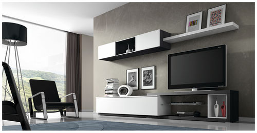 Ensemble TV mural contemporain - ELI 8901 - Baixmoduls - en bois laqué