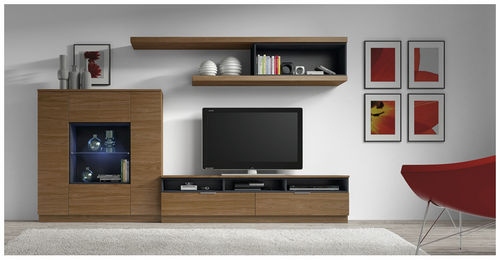 Ensemble TV mural contemporain - ELI 8912 - Baixmoduls - en bois