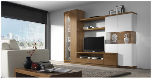 Ensemble TV mural contemporain - ROMA 3953 - Baixmoduls - en bois