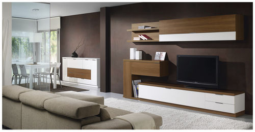Ensemble TV mural contemporain - L500 : 9510 - Baixmoduls - en bois