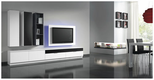 Ensemble TV mural contemporain - ELI 8917 - Baixmoduls - en bois laqué