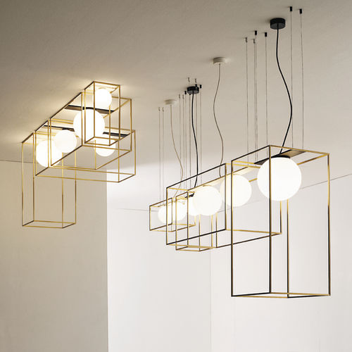 Plafonnier contemporain - MULTIPLO - Vesoi - rectangulaire / en verre soufflé / en laiton