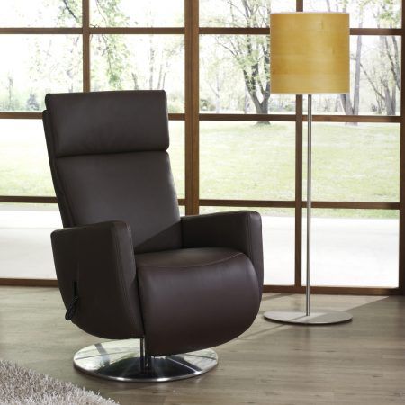 Fauteuil relax contemporain - EASY SWING : 7412 - Himolla Polstermöbel - en cuir / en acier inoxydable / inclinable