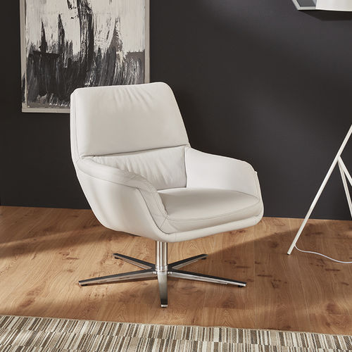 Fauteuil relax contemporain - 7842 - Himolla Polstermöbel - en cuir / en acier inoxydable / avec repose-pieds